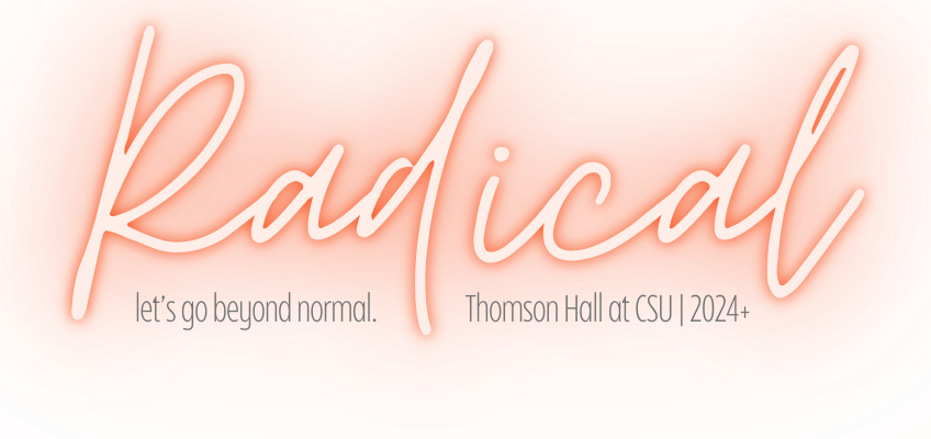 The word "Radical" in bright orange glow